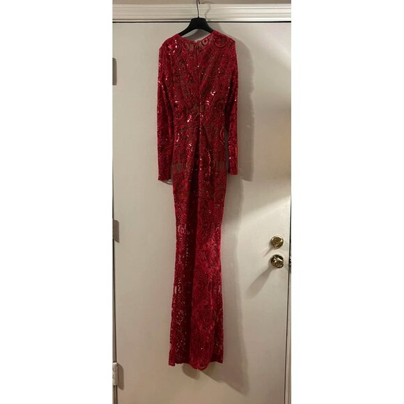 NWT $1200 Elisabetta Franchi Red Carpet Lace Dress Red Size 4 - Picture 6 of 7
